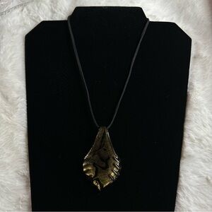 Fashion Glass Leaf Pendant Necklace